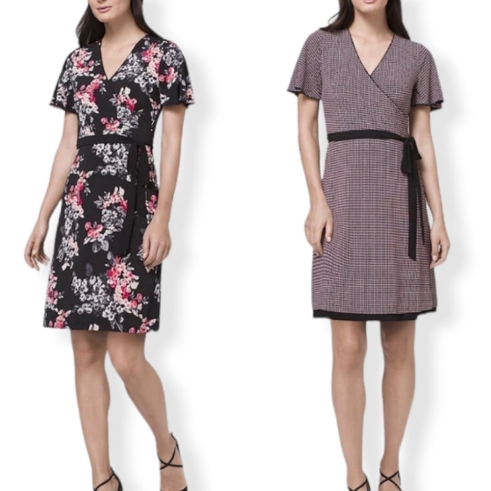 White House Black Market Reversible Floral Print Faux Wrap Dress Size 0 - Picture 13 of 13